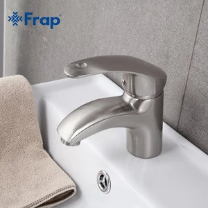Frap New Arrival Deck Mounted Single Handle Basin Faucet Brushed Nickel Hot and Cold Water Mixer Taps F1021-5