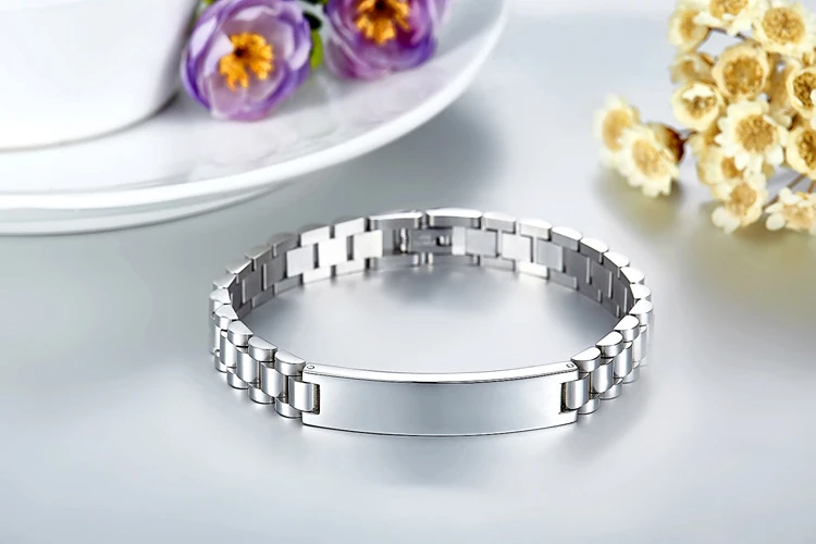 Free sample wholesale custom latest fashionable men stainless steel id bracelet