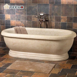 Freestanding stone bathtubs sunny gold marble tub