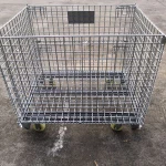 Galvanized wire mesh container folding storage cage