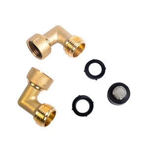 Garden RV water Hose Elbow Connector 90 Degree Solid Brass Adapter Fitting Quick Swivel Connect Adapter Thread Size 3/4&quot;