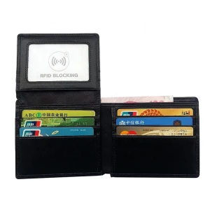 Genuine Leather RFID Blocking Bifold Stylish Wallet With 1 ID Clear Window for Men