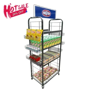 Giantmay Portable Snack Chips Stand Metal Display Stand with Basket