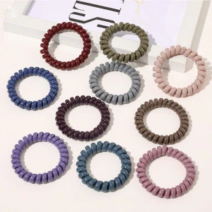 Glossy Spiral Hair Ties Plastic Hair Ties Spiral No Crease Morandi Phone Cord Telephone Wire Line Hair Accessories for Women