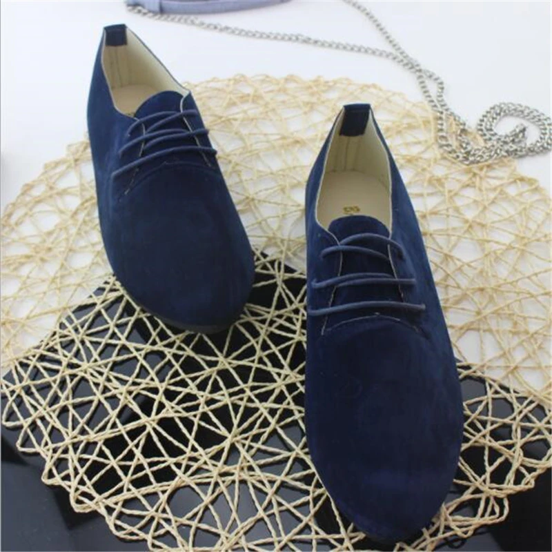 H10308B Fashion multi-color pointed lace up shoes comfortable large size women flat shoes