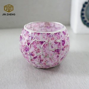 Hand made mosaic glass jar for decoration , Fancy glass craft for gift