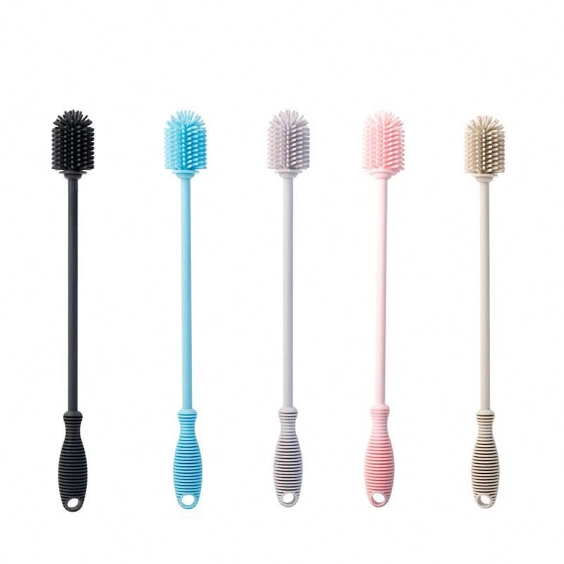 Handheld Silicone Cup Cleaning Brush Baby Bottle Long Handle Glass Cleaning Brush Household Tool