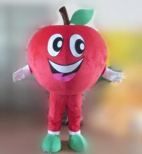 Happy funny giant fruit red apply mascot costume party life size soft plush red apple mascot costume