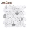 hexagon glass mixed carrara marble mosaic tile