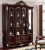 Import high glossy antique wood classical  living room wine glass door display cabinet from China