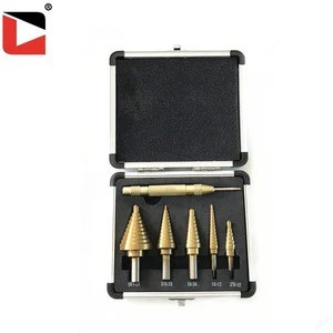 High precision multi hole step drill bit set with center punch