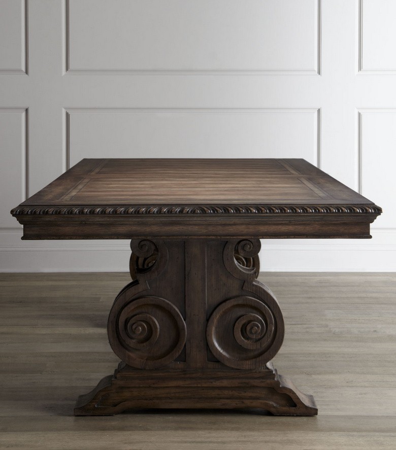 High-quality antique luxury dining room solid wood dining table oak carved rectangular dining table