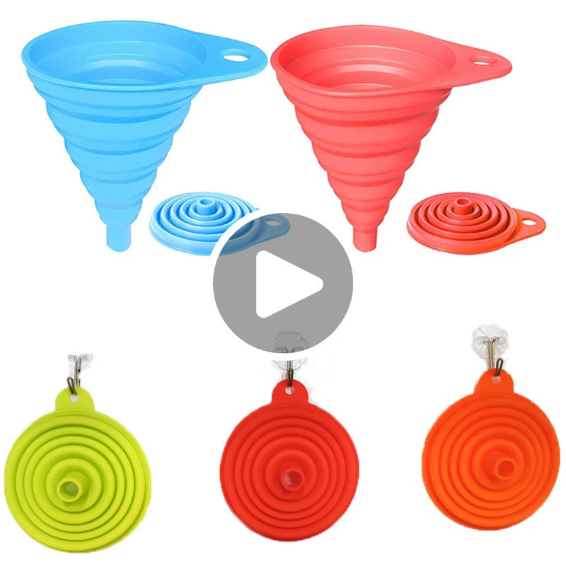 High quality big silicone home collapsible  kitchen accessories foldable silicone funnel