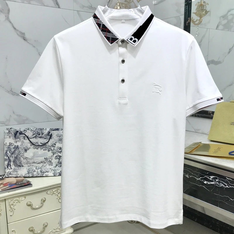 High Quality Black Luxury Branding Men Mesh PoloT Shirts 100% Cotton