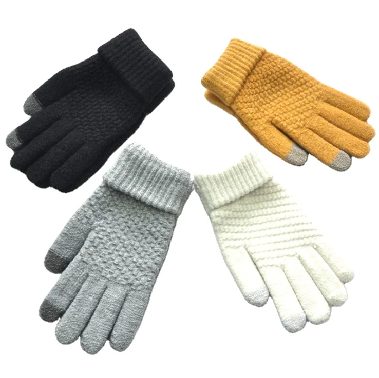 High quality custom logo design womens hand fashion winter knit gloves