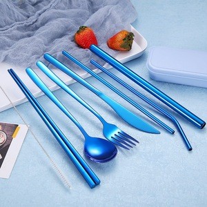 High Quality Customize 304 Stainless Steel Gold Elegant Spoon Fork Knife Tableware Cutlery Flatware Set Travel