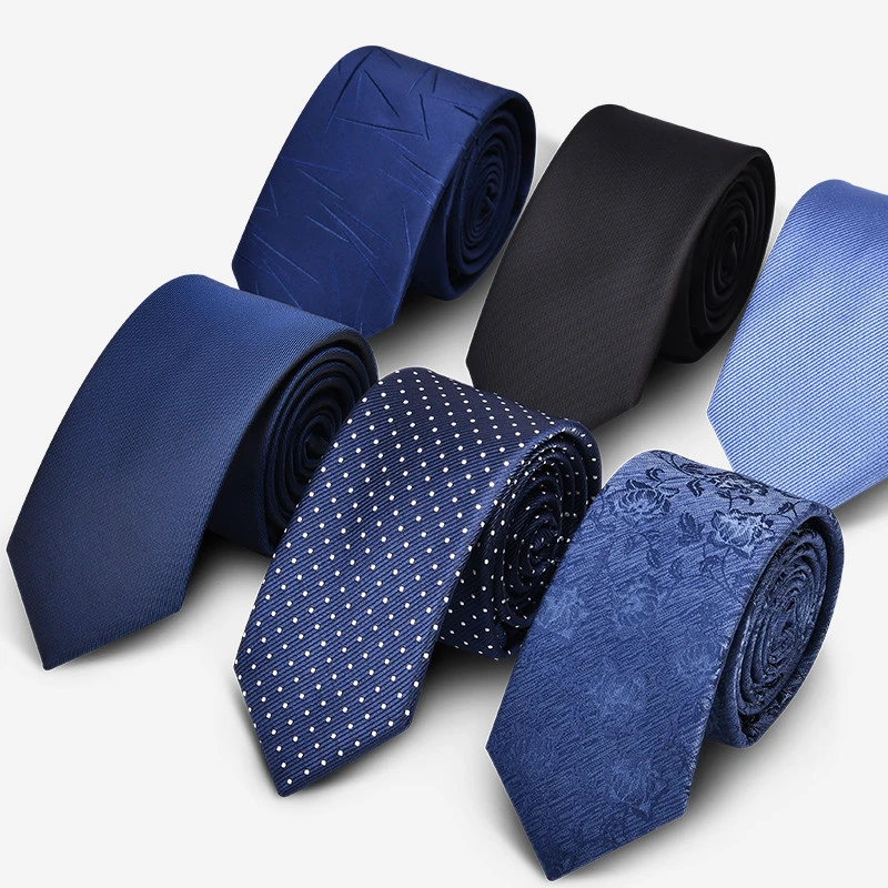 High Quality Latest Fashion Solid Color Navy Blue Silk Material Necktie Ties