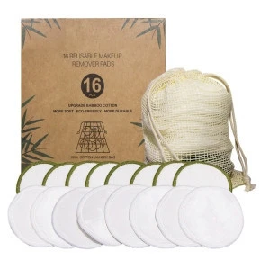 High Quality OEM Custom Eco-friendly Natural Organic Reusable Washable Bamboo Cotton Makeup Remover Face Pads