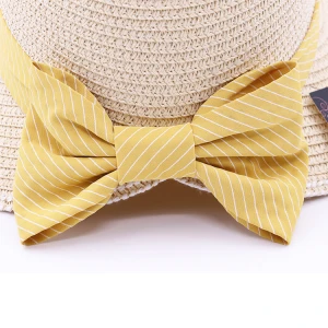 High quality straw hat summer beach paper straw hat women, wide brim with bowknot travel beach hat