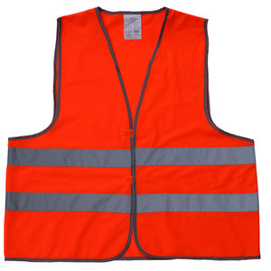 High Visibility red Safety clothing / Reflective vest with zipper for adult