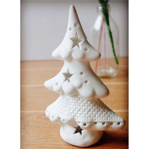 Holiday decoration led lighted ceramic christmas tree white