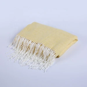 home blanket woven acrylic yellow women shawl winter tassel scarf