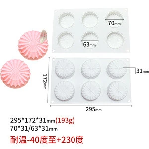 Hot 6 cavity origami round mousse silicone mold cake round French dessert cake tool