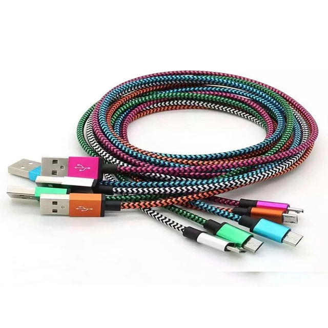 Hot sale 1m 2 m 3m Aluminium Nylon Braided Micro USB Cable