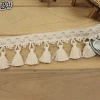 Hot Sale 6.7cm Wide Beige Cotton Tassel Lace Trim for Latin Dress Stage Garment Curtain DIY Accessories