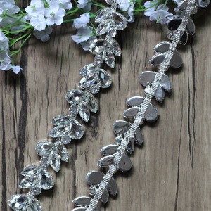 Hot Sale Crystal Rhinestone Chain Trimming Bridal Sash Wedding Chain Applique Wedding Belt Garment Accessories RC70501-1