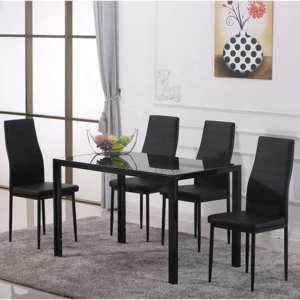 hot sales  cheap new design modern dining room furniture glass top dining table set