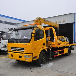 Hot selling road recovery  flatbed wrecker towing truck with 3T crane for small car lifting