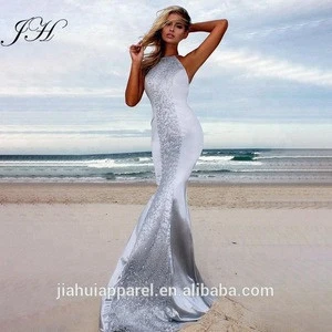 Hot Selling Sequin Mermaid Party dress Silver Wedding Dress