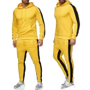 hot Wholesale Customize logo Explosive Hoodie suit splicing sports fitness men suit logo customization