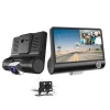 Hottest Three Cameras dashboard camera car black box 4.0 inch Front and Rear Car Camera 1080P Dual dash cam
