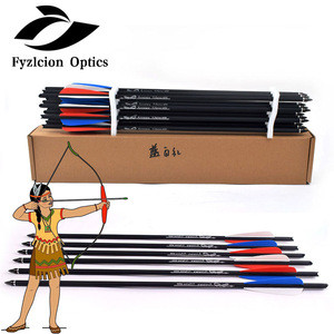 Hunting Archery Spine 400 Carbon Arrow 16/20 Inch Blue White Red Feather Used For Crossbow Bow Shooting