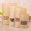in stock plain stand up kraft paper zipper bags with window