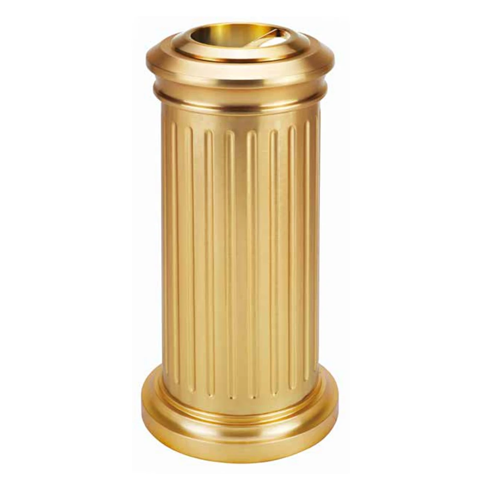 Indoor European Roman Column Metal Trash Can Classic Stainless Steel Shopping Mall Commercial Waste Bin
