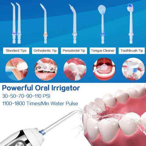 IPX7 Waterproof Cordless Dental Oral Irrigator 300ML Portable and Rechargeable Water Flossing For Home and Travel