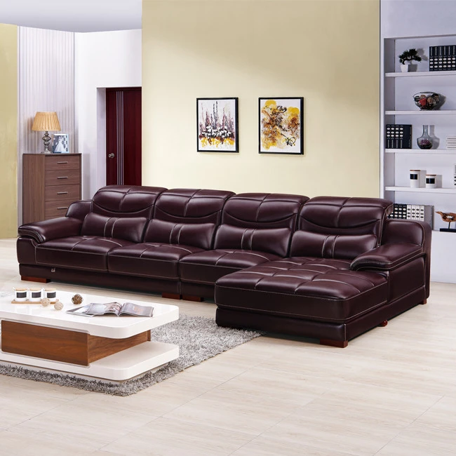 Italian home furniture leather corner sofa set
