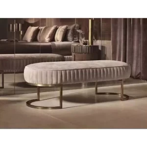 Italian Light Luxury Home Furniture Upholstery Stainless Steel Bed End Bench Bedroom Ottoman Bedside Bench Sofa