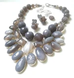Jewelry Manufacturer Agate Gemstone Studded Russian Fashion Silver Plated Necklace