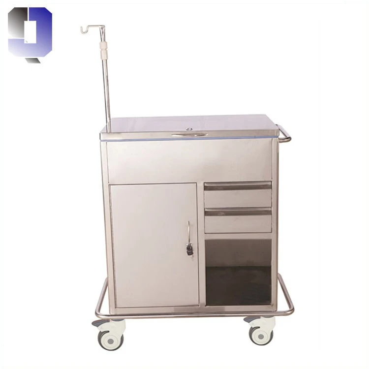JQ-B21 stainless steel hospital nursing trolley medicative cart patient trolley
