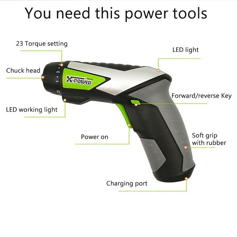 KCS618-S20B 4.8V Ni-Cd battery cordless screwdriver with 20pcs combo tool kit