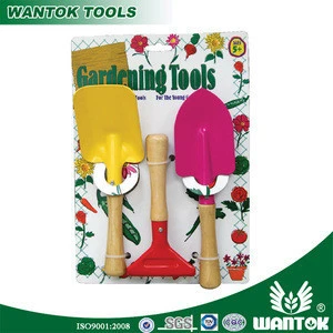 Kid hand garden tools set toy wooden handle mini kids garden tool set