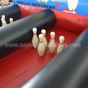 Kids Playground Outdoor Inflatable Human Bowling Ball Lanes Slip Interactive Bowling Alley Sports Court