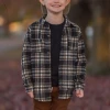 Kids Toddler Flannel Shirt Jacket Plaid Long Sleeve Lapel Button Down Shacket Kids Boys Girls Winter Shirts Coats Fall Tops