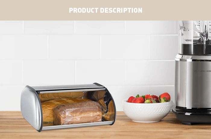 Kitchen corner stainless steel food storage canister metal roll top bread box