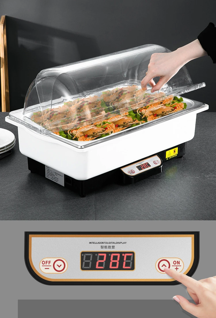 Kitchen counter stainless steel electric chafing dish thermal food warmer with food pan