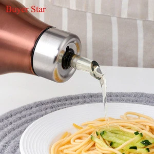 Kitchen Stainless Steel Leakproof Spout Olive Oil Bottle Oiler Spice Jar Sauce Vinegar Bottle With Lid
